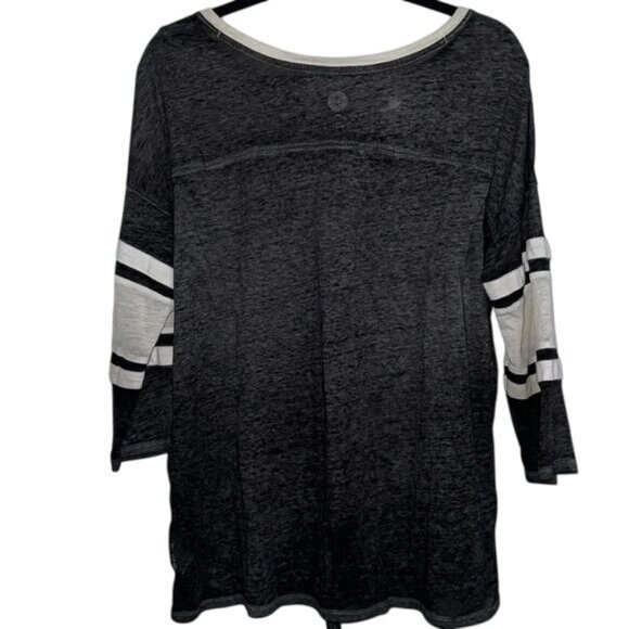 So Womens Relaxed Fit Black/Gray 3/4 Sleeve Top With Tie Hem XXL - Picture 8 of 8